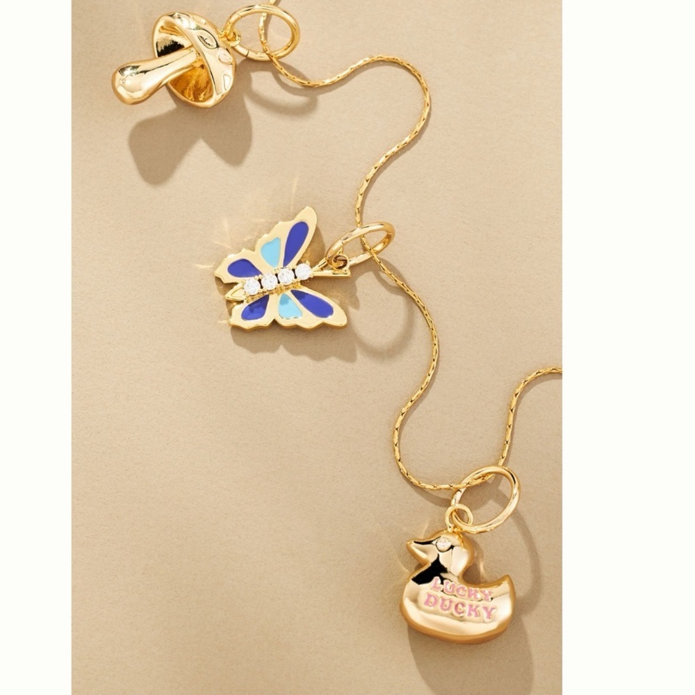 Anthropologie Gold Plated Lucky Duck Charm Pendant - Picture 3 of 8